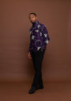 Simon Ankara Men Shirt | Purple and White African Print