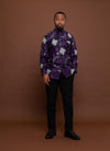 Simon Ankara Men Shirt | Purple and White African Print