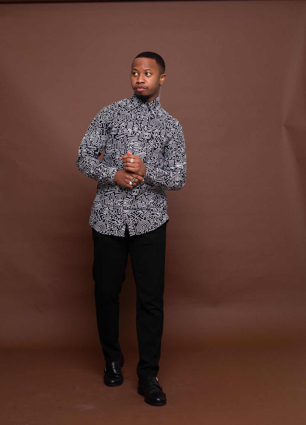 Sean Ankara Men Shirt | Black and White African Print