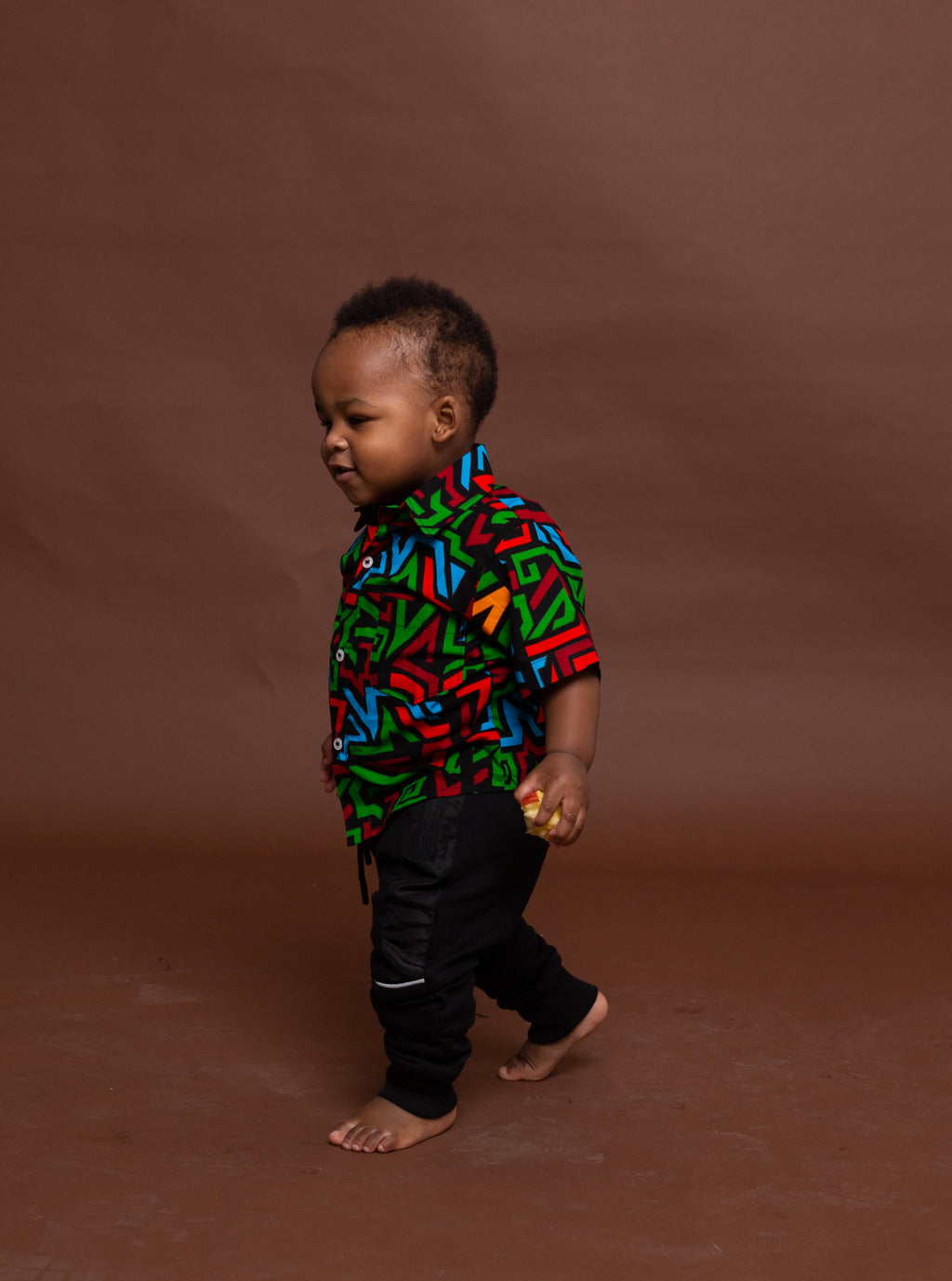 Francis Ankara Boy Shirt sleeve Shirt | Green and Red Multicolored African Print