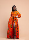 Annette Ankara Maxi Dress | Orange African Print