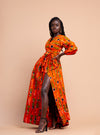 Annette Ankara Maxi Dress | Orange African Print