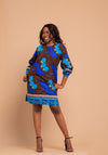 Ruby Ankara Midi Dress | Blue and Brown African Print