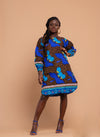 Ruby Ankara Midi Dress | Blue and Brown African Print