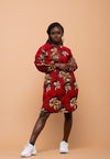 Riley Ankara Midi Dress | Red African Print