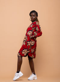 Riley Ankara Midi Dress | Red African Print