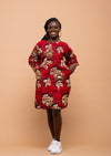 Riley Ankara Midi Dress | Red African Print