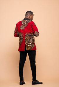 Colton Ankara Men Blazer | Red African Print