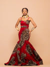 Raina Maxi Ankara Dress | Red African Print
