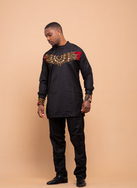 Colton Ankara 2 piece Men Shirt and Trouser | Black and African Print