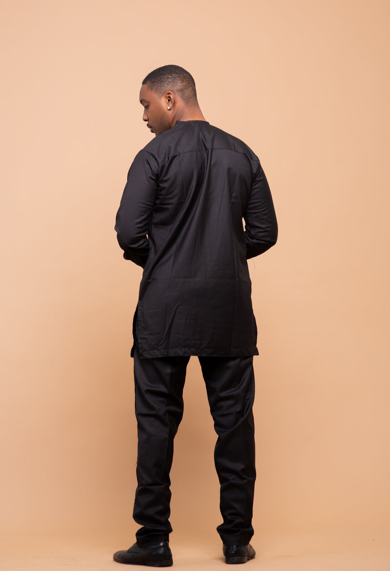 Colton Ankara 2 piece Men Shirt and Trouser | Black and African Print