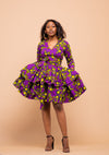 Harper Ankara Midi Dress | Purple African Print