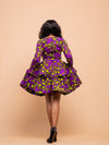 Harper Ankara Midi Dress | Purple African Print