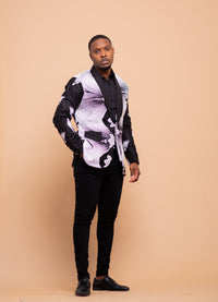 Carson Ankara Men Blazer | Black and White African Print