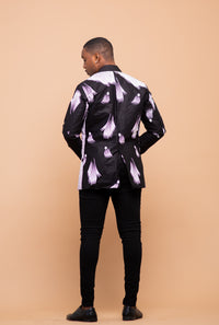 Carson Ankara Men Blazer | Black and White African Print