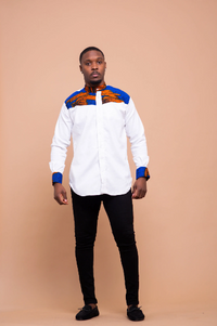 Dylan Ankara Men Shirt | White And African Print