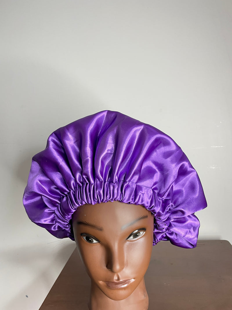 Purple Satin Hair Bonnet