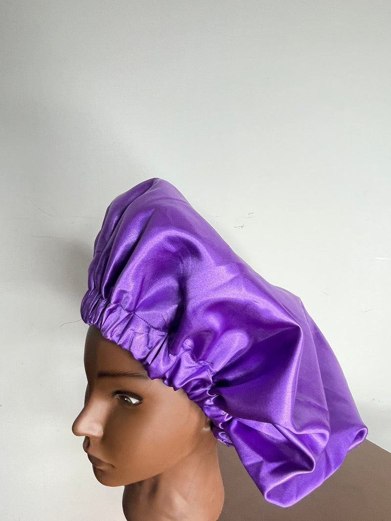 Purple Satin Hair Bonnet