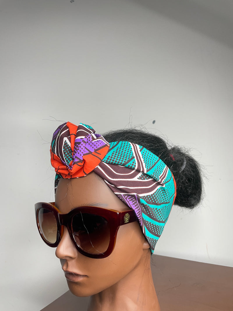 Purple and Orange Lined Head wrap