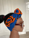 Blue and Orange Ankara Satin Lined Headwrap/Scarf