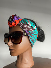 Purple and Orange Lined Head wrap