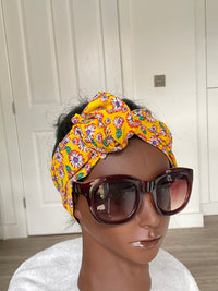 Yellow Ankara Satin Lined Headwrap/Scarf