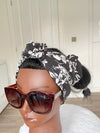 Black and White Ankara Satin Lined Headwrap/Scarf