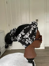 Black and White Ankara Satin Lined Headwrap/Scarf