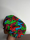 Ankara Green and Red Multicoloured Hair Bonnet