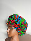 Ankara Green and Red Multicoloured Hair Bonnet