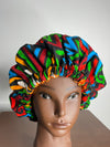 Ankara Green and Red Multicoloured Hair Bonnet