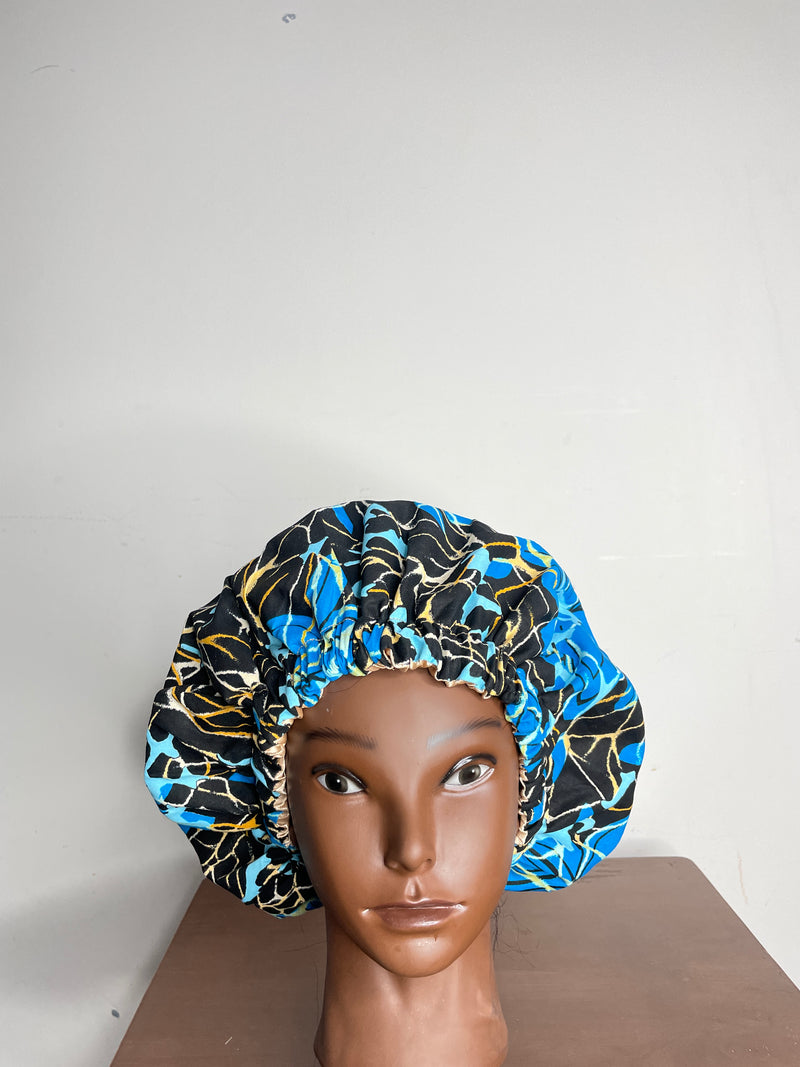 Sky Blue Ankara Hair Bonnet