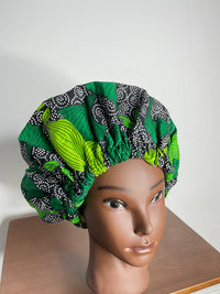 Green Ankara Hair Bonnet