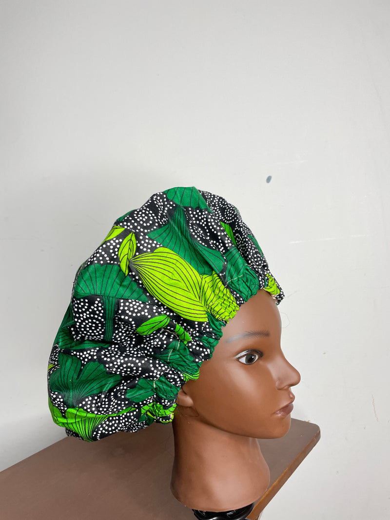 Green Ankara Hair Bonnet