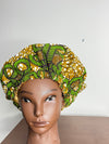 Green and Brown Ankara Hair Bonnet