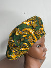 Green and Brown Ankara Hair Bonnet