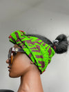 Green and Red Satin Lined Head wrap