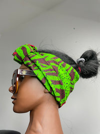 Green and Red Satin Lined Head wrap