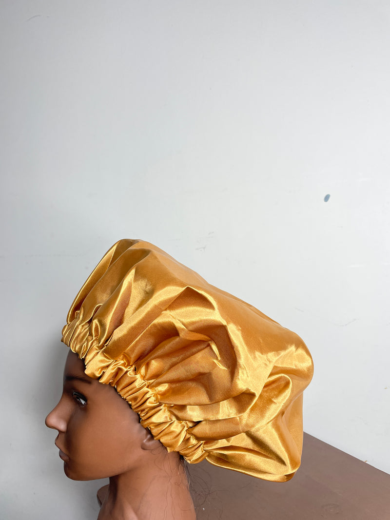 Gold Satin Hair Bonnet