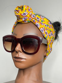 Yellow Ankara Satin Lined Headwrap/Scarf