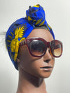 Blue and Yellow Ankara  Satin Lined Headwrap/Scarf