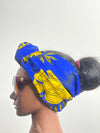 Blue and Yellow Ankara  Satin Lined Headwrap/Scarf