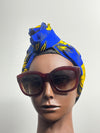 Blue and Yellow Ankara  Satin Lined Headwrap/Scarf