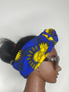 Blue and Yellow Ankara  Satin Lined Headwrap/Scarf