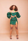Jennifer Ankara Short Mini Skirt | Green African Print