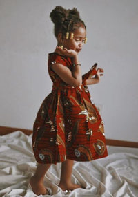 Amelia Ankara Girls Dress | Red African Print